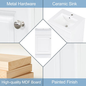 English Elm [video] Compact Sage Green Bathroom Vanity with Ceramic Sink Soft Close Cabinet White N759P237932K