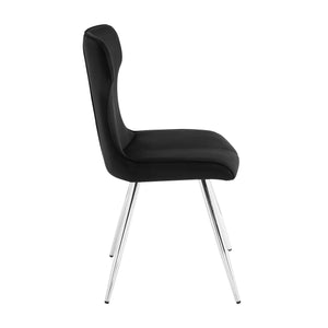 English Elm Ultra Velvet Side Chairs Set of 2 — Black Upholstery, Chrome Metal Legs, Modern Dining Accent Seats B011P285774