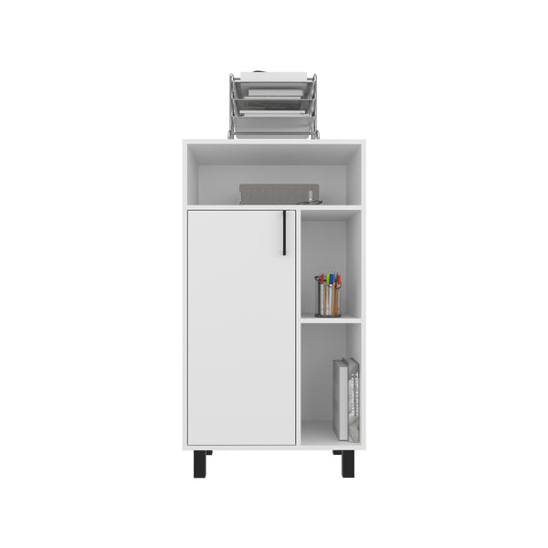 English Elm Base Base Cabinet White with 1 Door, 3 Shelves & 4 Legs — Engineered Wood, Compact Office Storage, 43.6"H x 23.6"W x 15.7"D, Ready to Assemble, CARB/TSCA Compliant B097P350296