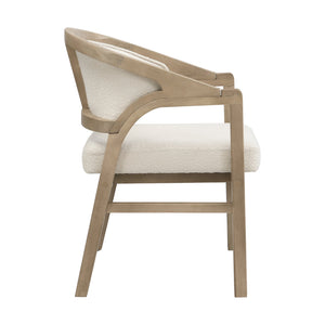 English Elm Christopher Knight Home® - Wooden Modern Dining Chair with Ergonomic Curved Back and Bouclé Upholstery, Solid Rubberwood Craftsmanship Beige,Natural N771P346814A