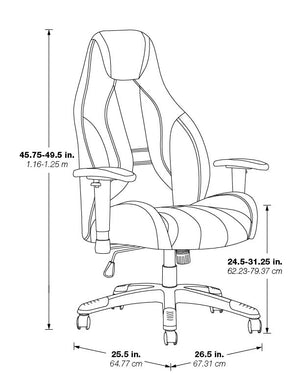 OSP Home Furnishings Commander Gaming Chair Grey