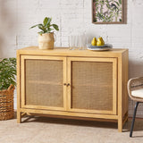 Christopher Knight Home® Gwendolyn Boho Handcrafted 2 Door Mango Wood Cabinet with Wicker Caning, Natural