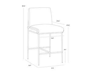 Sunpan LATHAN Counter Stool - Luxurious Tan Leather Seat with Hand-Hammered Antique Brass Frame, Durable Design 112227
