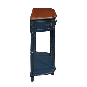 English Elm Retro Curved Wood Console Table 52" Half Moon Entry Table with Solid Pine Frame, 2 Drawers & Shelf, Distressed Finish, Easy Assembly Navy Blue W1202P178627