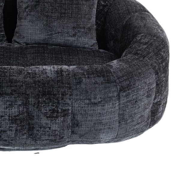 English Elm Bean Bean Bag Sofa High-Density Memory Foam Two-Seater Lounger High Back Chenille Cozy Support Black W395P181440