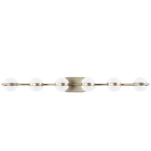 English Elm 43" Champagne Gold LED Bathroom Vanity Light with 6 Crystal Sand Acrylic Globes, Mid-Century Modern Glam W2312P374869