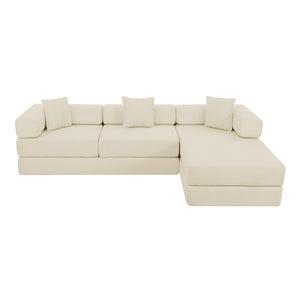 English Elm 108'' Modular Cloud Sectional Corduroy Couch with Fold Flat Backrest for Living Rooms Beige W1117S00291