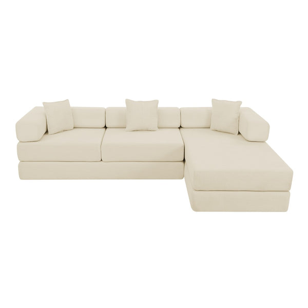 English Elm 108'' Modular Cloud Sectional Corduroy Couch with Fold Flat Backrest for Living Rooms Beige W1117S00291