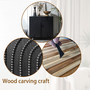 English Elm Modern Black Wood Storage Cabinet - Stylish 30In Accent Sideboard For Living Room, Bedroom & Entryway W2729P239175