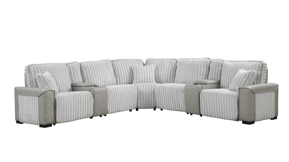 English Elm Ramona Luxurious Corduroy Power Reclining Sectional with Wireless Charging, Hidden Tray & Cupholders B009S02106