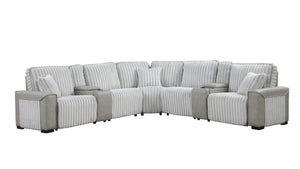 English Elm Ramona Luxurious Corduroy Power Reclining Sectional with Wireless Charging, Hidden Tray & Cupholders B009S02106