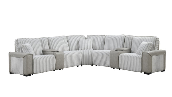 English Elm Ramona Luxurious Corduroy Power Reclining Sectional with Wireless Charging, Hidden Tray & Cupholders B009S02106