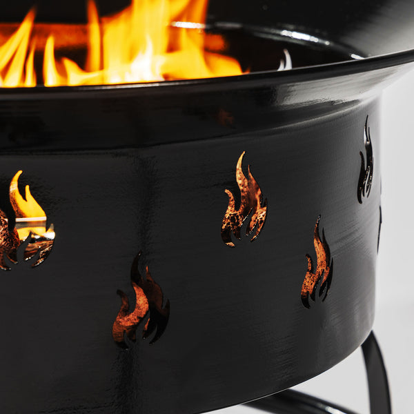 English Elm 19" Portable Propane Fire Pit 50000 BTU Stainless Burner Lava Rocks Electronic Ignition Black W853P202205