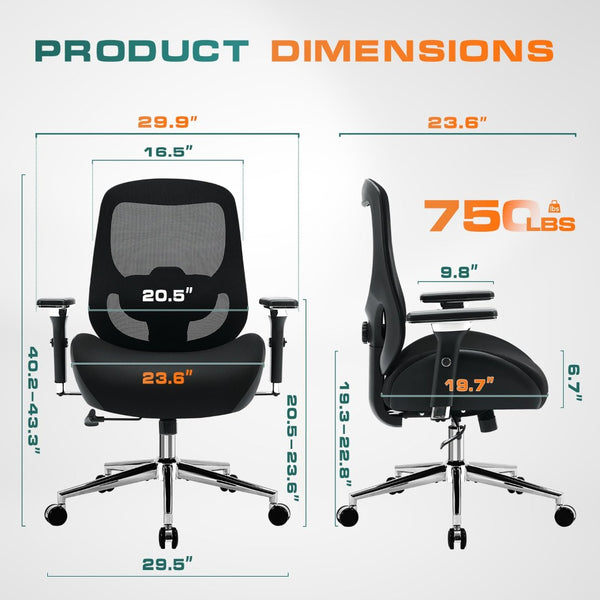 English Elm Big Tall Ergonomic Mesh Office Chair with 4d Armrests and Lumbar Support 750 Lb W1521P478259