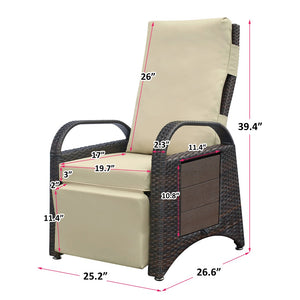 English Elm Outdoor Pe Wicker Reclining Lounge Chair with Cushion and Folding Side Table W2749P225114