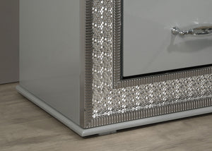 English Elm Glam Metallic Gray 5-Drawer Chest with Scale Molding Trim, Felt Lined Drawers, Durable Wood 49"H B2741P369860