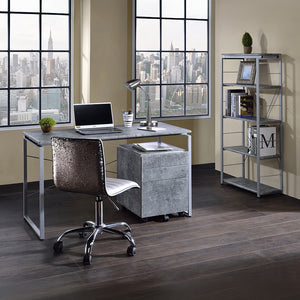 English Elm Metal 24"W Bookshelf 54"H - Faux Concrete Wood Top on Metal Frame, Compact 4-Tier Storage for Home Office B2741P326185
