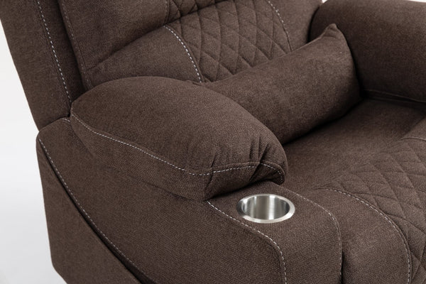 English Elm Lounge Electric Lift Recliner Chair - Oversized Velvet Sofa With 180° Full Recline & Cup Holders W547S00050