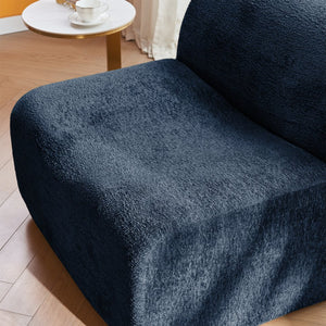 English Elm Ultra-Comfortable Velvet Compressed Foam Sofa Chair with Ottoman and Pillow — Space-Saving Lounge Solution Blue W1765P342024