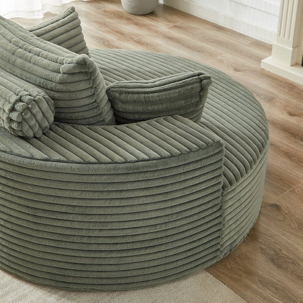 English Elm 55'l Chenille Round Sleeper Chair Fluffy Sculptural Seat for Living Room or Bedroom Green W834P401585