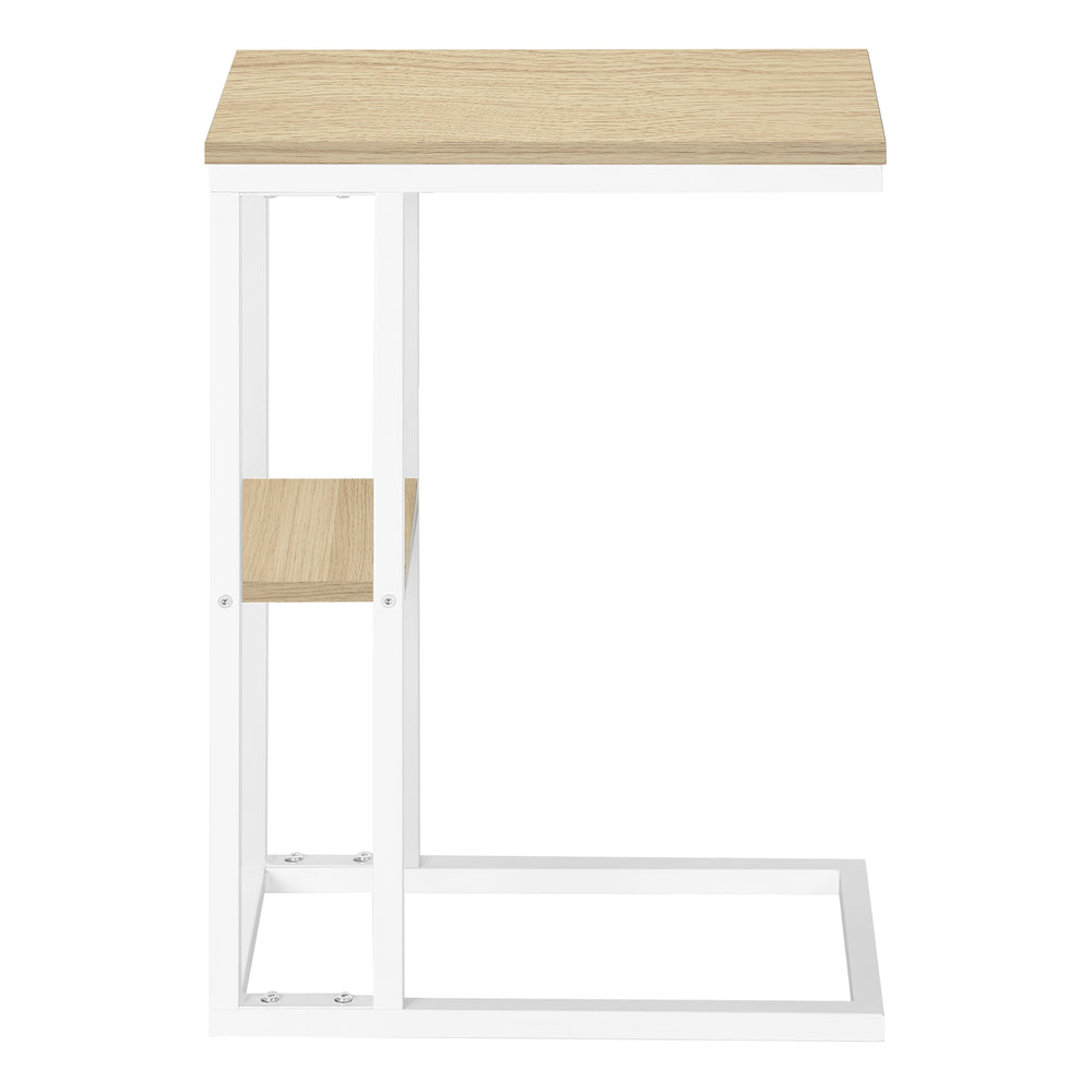 English Elm Accent Table, C-Shaped Modern Design For Living Room & Bedroom - Space-Saving Snack & Laptop Stand B2710P219403