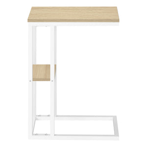 English Elm Accent Table, C-Shaped Modern Design For Living Room & Bedroom - Space-Saving Snack & Laptop Stand B2710P219403