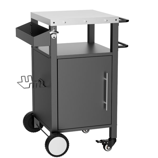 English Elm Outdoor Rolling Bbq Grill Station with Stainless Steel Top Cabinet and Tool Storage W3190P271486