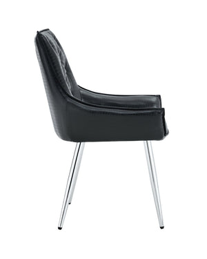 English Elm Crocodile Textured Pu Leather Accent Chair Diamond Tufted with Chrome Metal Legs W3493P456316