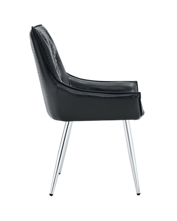 English Elm Crocodile Textured Pu Leather Accent Chair Diamond Tufted with Chrome Metal Legs W3493P456316