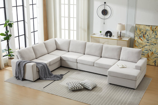 English Elm Large Modular L Shaped Sectional Sofa with Plush Cushions for Contemporary Living B2730S00068