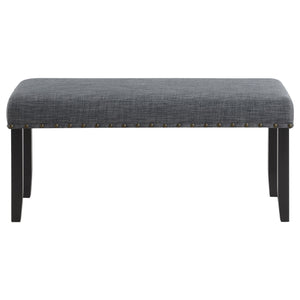 English Elm Van Slyke Grey six-piece dining set with nailhead-trim chairs, bench & black frame for modern style B062P358491