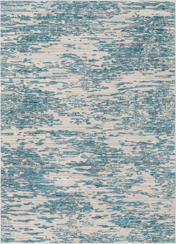 Unique Loom Oasis Water Machine Made Abstract Rug Blue, Navy Blue/Ivory 9' 0" x 12' 2"