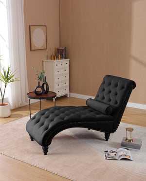 English Elm Classical Velvet Tufted Recliner Armchair with Nailhead Trim and Solid Wood Frame W2795P448683