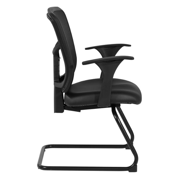 OSP Home Furnishings Progrid Mesh Back Visitor Chair with Lumbar Support and Sled Base for Modern Offices 9093B-R107