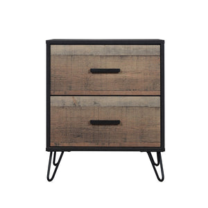 English Elm Tory Brown 2-Drawer Nightstand With Metal Hairpin Legs