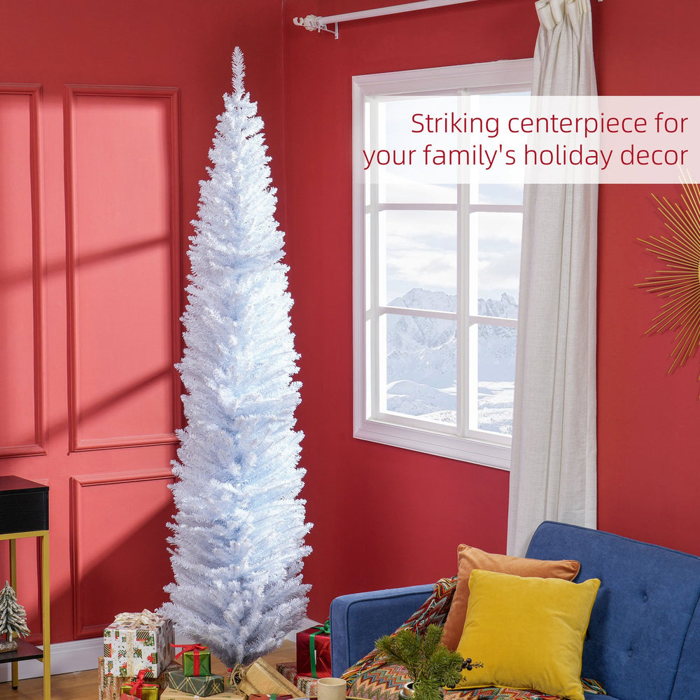 English Elm Homcom 8' Slim Pencil Christmas Tree - Realistic 618 Branch Tips, Space-Saving Design For Any Room W2225P249666