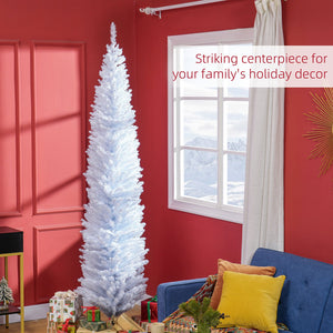 English Elm Homcom 8' Slim Pencil Christmas Tree - Realistic 618 Branch Tips, Space-Saving Design For Any Room W2225P249666