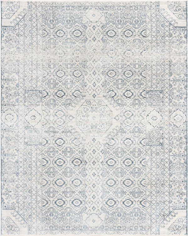 Unique Loom Newport Chepstow Machine Made Border Rug Gray, Ivory 7' 10" x 10' 2"