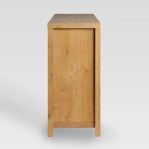 58" 4-Door Sideboard w/ Arched Rattan Panels English Oak SAHD5DEO Walker Edison