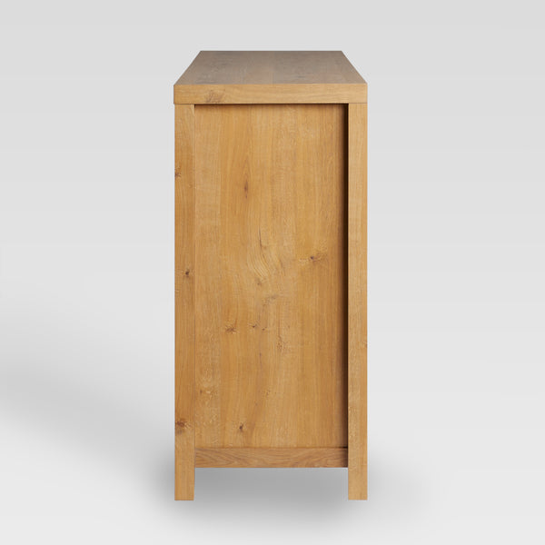 58" 4-Door Sideboard w/ Arched Rattan Panels English Oak SAHD5DEO Walker Edison