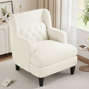 English Elm Christopher Knight Home® - Upholstered Teddy Fleece Armchair with Tufted Back, Contemporary Cozy Accent Seat for Living Room Beige N763P193158A