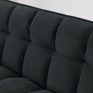 English Elm 54.33 Versatile foldable velvet sofa bed with tufted back, adjustable 3-position recline and durable wood frame Black W2353P252430