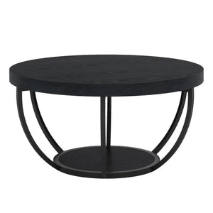 English Elm 2-tier Round Coffee Table Engineered Wood Top Arc Steel Legs Living Room Accent T3971P452225