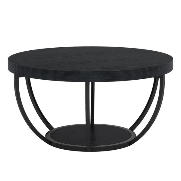 English Elm 2-tier Round Coffee Table Engineered Wood Top Arc Steel Legs Living Room Accent T3971P452225