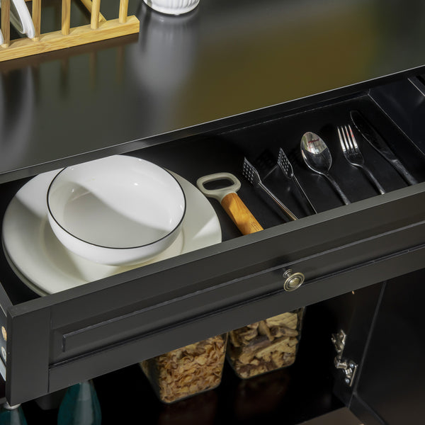 English Elm HOMCOM Modern Sideboard Buffet Cabinet with 2 Drawers, Adjustable Shelves, Anti-Tip Sturdy Storage Black W2225P173877