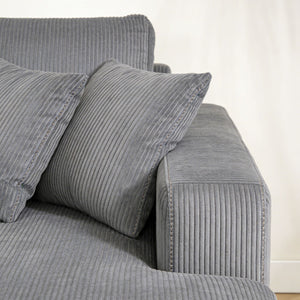 English Elm Mid Century Modern 3 Seater Sectional Sofa with Reversible Chaise and Accent Pillows Grey W876S00347