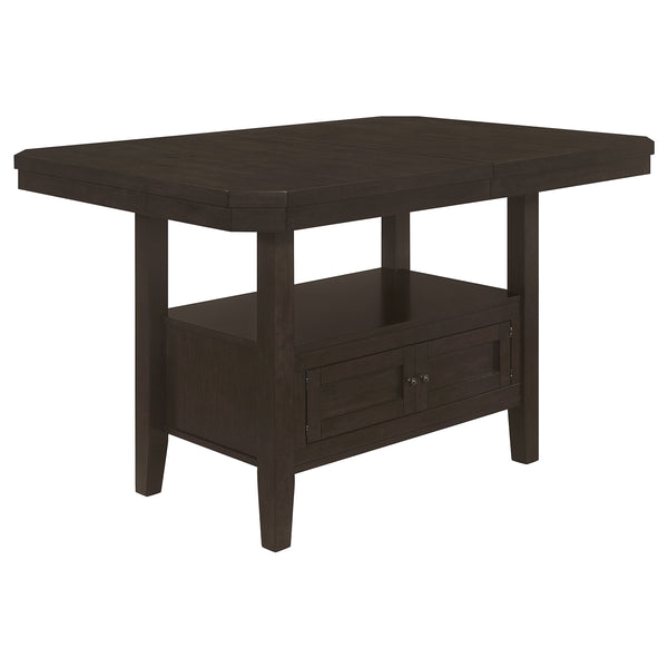 English Elm Prentiss Cappuccino 78" Extension Counter Dining Table with Built-In Storage, Sleek Rectangular Design and Versatile Entertaining Surface B062S00877