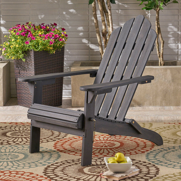 English Elm Christopher Knight Home® - HOLLYWOOD Acacia Wood Foldable Adirondack Chair for Patio & Poolside — Weather-Resistant, Classic Comfort DARK GREY 39.25 L x 24.5 W x 7.75 H 62399.00DGRY