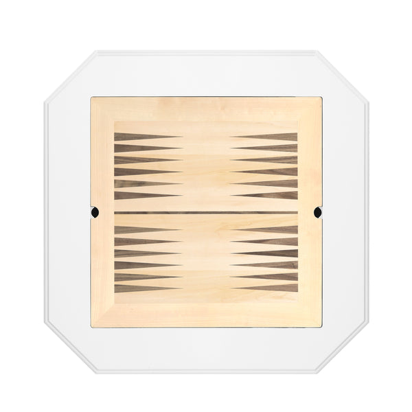 English Elm Galini Reversible Game Table with Drawer Storage, White Finish—Chess, Checkers & Backgammon Hub B2726P269302