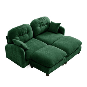 English Elm Cloud Sectional Sofa - Luxurious Green Chenille With Tufted Backrest & Modular Design For Any Space W714S01396